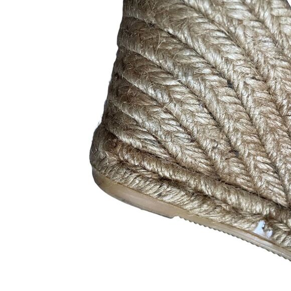 GAIMO Suede Peep Toe Wedge Espadrilles Sandals Shoes Black Tan 38 - Picture 11 of 13